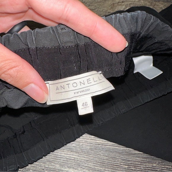 ANTONELLI FIRENZE black cotton poplin straight leg pull on pants L - Picture 7 of 12